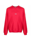 Micro Logo Print Cotton Sweatshirt Red - MSGM - BALAAN 1