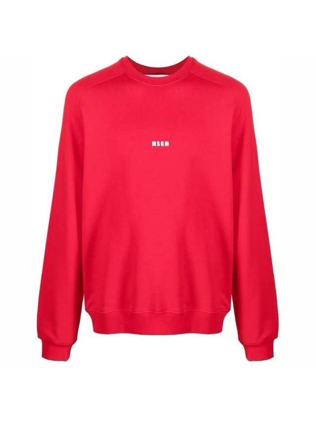 Micro Logo Print Cotton Sweatshirt Red - MSGM - BALAAN 1