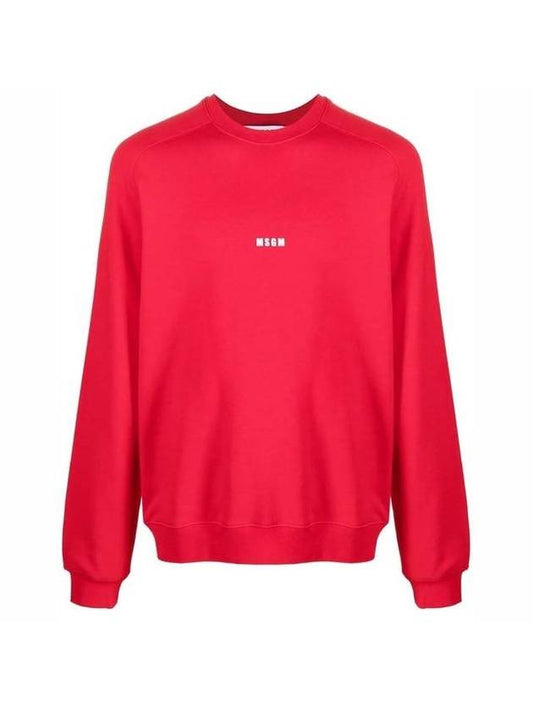 Micro Logo Print Cotton Sweatshirt Red - MSGM - BALAAN 1