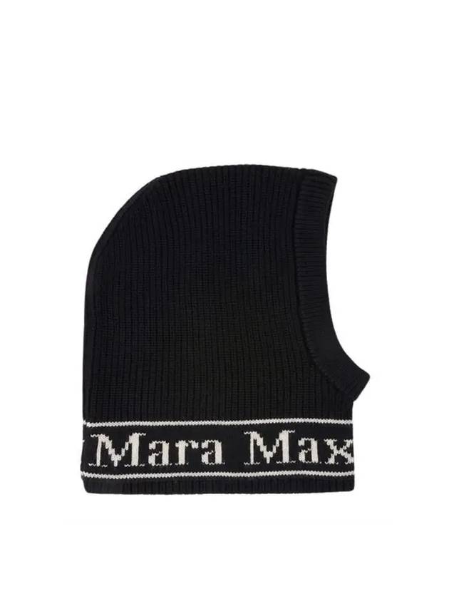 Gong Logo Wool Balaclava Black - MAX MARA - BALAAN 1