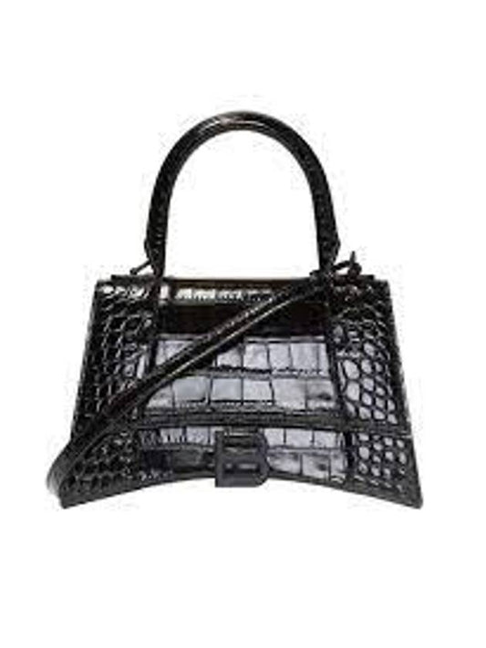 Hourglass Crocodile Small Tote Bag Black - BALENCIAGA - BALAAN 1