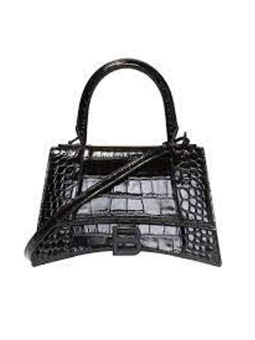 Hourglass Crocodile Embossed Small Tote Bag Black - BALENCIAGA - BALAAN 1