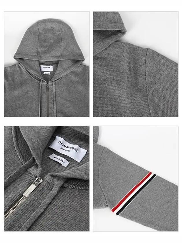 Cotton Milano Armband Zip Up Hoodie Light Grey - THOM BROWNE - BALAAN 5