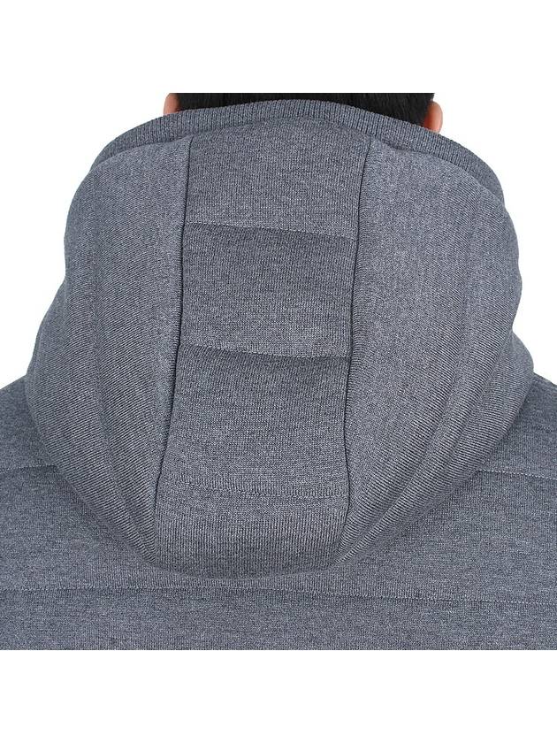 Jersey Stitch Padded 4 Bar Zip-Up Hoodie Grey - THOM BROWNE - BALAAN 10