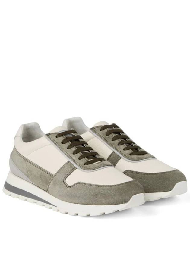 Suede Leather Low Top Sneakers Olive - BRUNELLO CUCINELLI - BALAAN 3