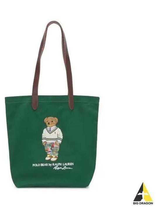 Polo Bear Twill Shopper Tote Green - POLO RALPH LAUREN - BALAAN 1