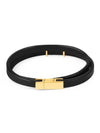 Opyum Double Wrap Leather Bracelet Black - SAINT LAURENT - BALAAN 4