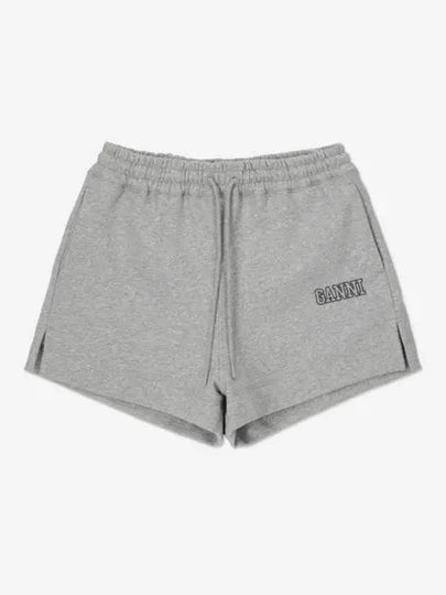 Women's Logo Drawstring Shorts Melange Grey - GANNI - BALAAN 2