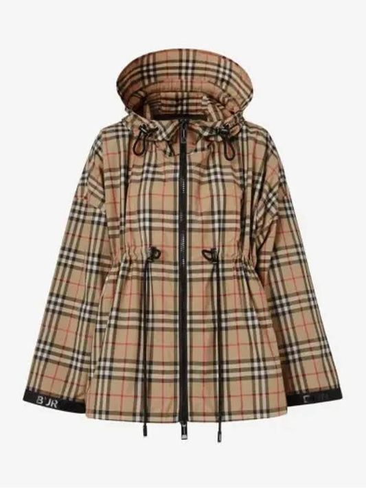 Logo Tape Vintage Check Hooded Jacket Archive Beige - BURBERRY - BALAAN 2