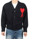 Big Heart Logo Wool Cardigan Black - AMI - BALAAN 2