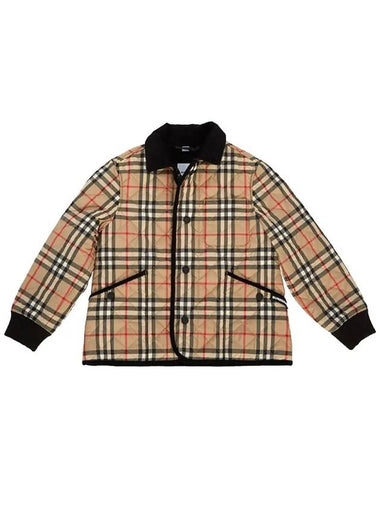 Kids Vintage Check Corduroy Quilted Jacket Archive Beige 8022091 - BURBERRY - BALAAN 1