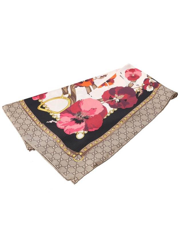 GG Flower Square Silk Scarf - GUCCI - BALAAN 5