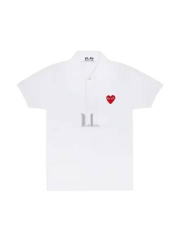 Red Heart Wappen Polo Shirt P1 T006 5 White - COMME DES GARCONS - BALAAN 2