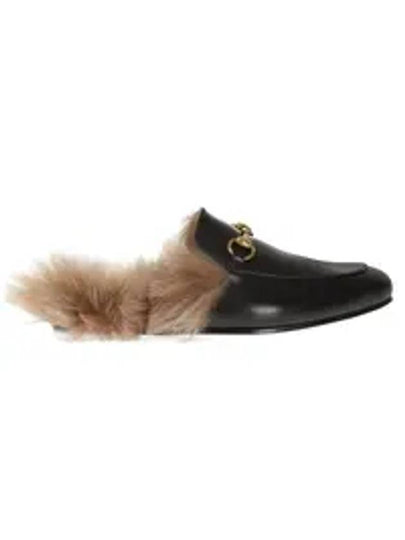 Prince Town Fur Leather Bloafers Black - GUCCI - BALAAN 2