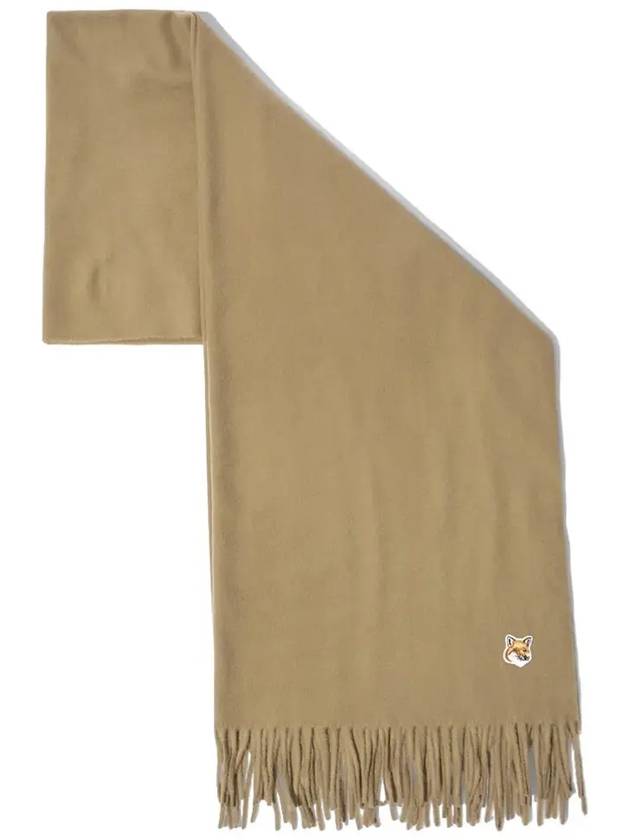 Small Fox Head Patch Wool Muffler Beige - MAISON KITSUNE - BALAAN 2