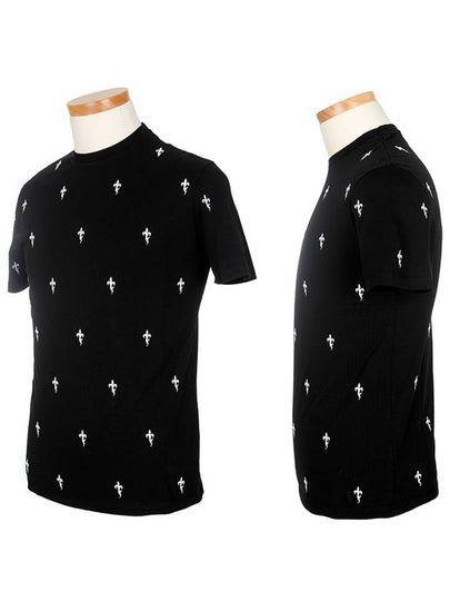 Signature Embroidered Cotton Short Sleeve T-Shirt Black - NEIL BARRETT - BALAAN 2