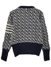 Bicolor Twist Cable 4 Bar Crew Neck Knit Top Navy - THOM BROWNE - BALAAN 4