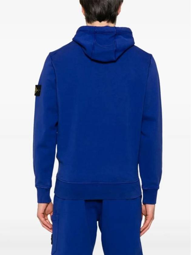 6100045 Organic Cotton Fleece Drawstring Hoodie Blue - STONE ISLAND - BALAAN 3