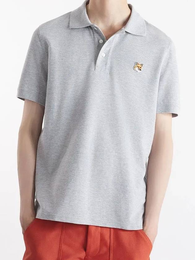 Fox Head Patch Cotton Polo Shirt Grey - MAISON KITSUNE - BALAAN 5