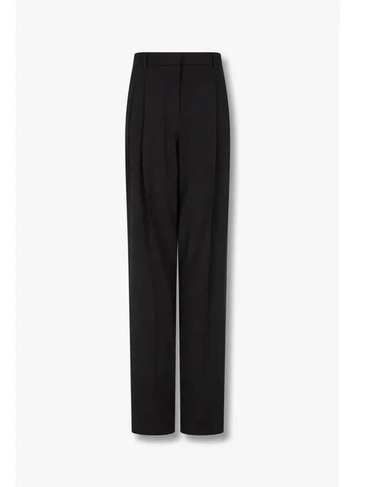 Women s Two Tuck Pleated Stretch Pants Black - EMPORIO ARMANI - BALAAN 1