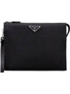 Re-Nylon Zipper Clutch Bag Black - PRADA - BALAAN 2