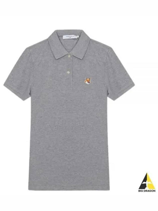 Fox Head Patch Classic Short Sleeve Polo Shirt Grey - MAISON KITSUNE - BALAAN 2