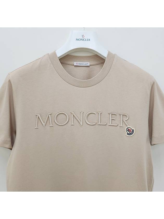 24SS Women's Embroidered Logo Patch Short Sleeve Tee Beige 8C00006 829HP 20J - MONCLER - BALAAN 3