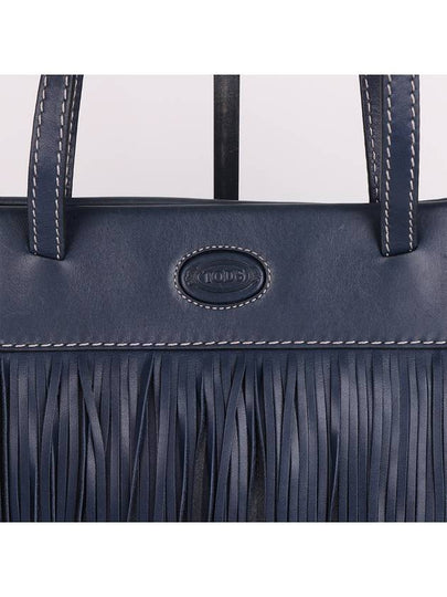 Navy leather tassel decorated medium shoulder bag - TOD'S - BALAAN 2