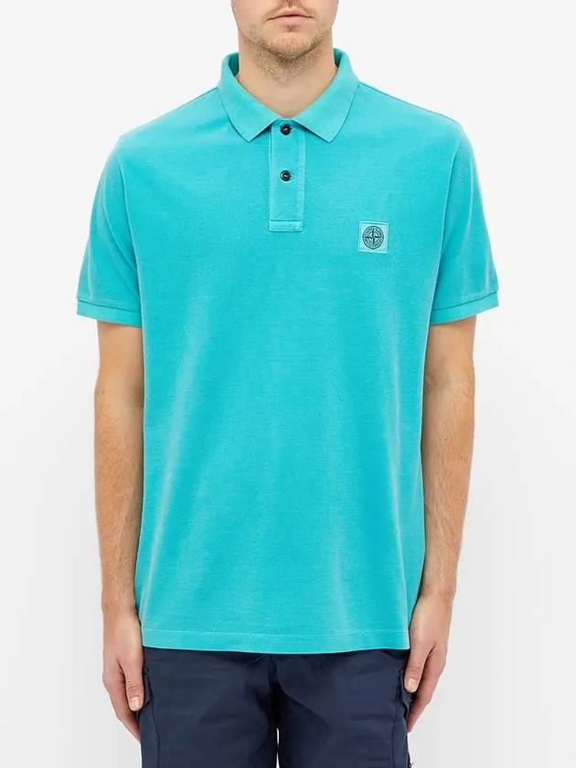 Men's Wappen Logo Patch Polo Shirt Sky Blue - STONE ISLAND - BALAAN 3