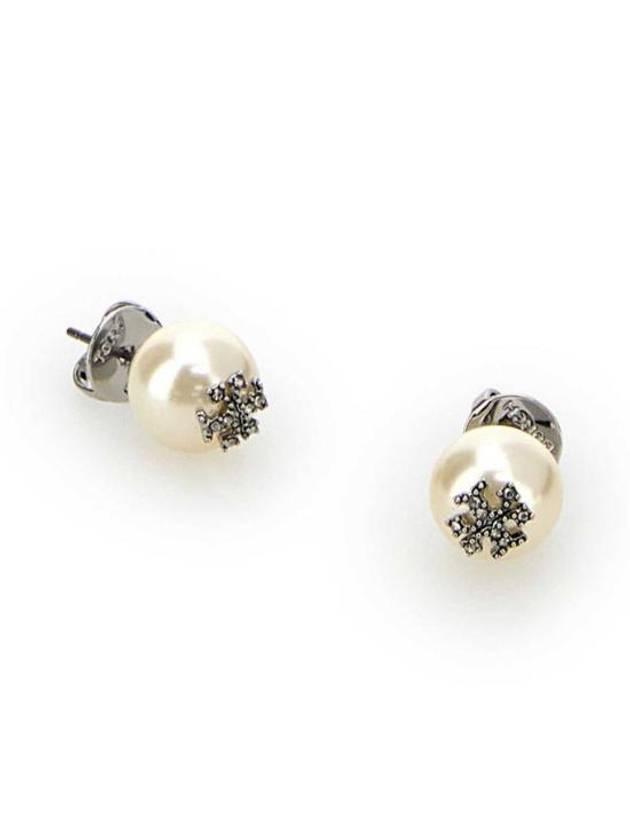 Kira Pearl Stud Earrings Silver White - TORY BURCH - BALAAN 3