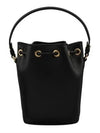 Signature V Logo Leather Small Bucket Bag Black - VALENTINO - BALAAN 3