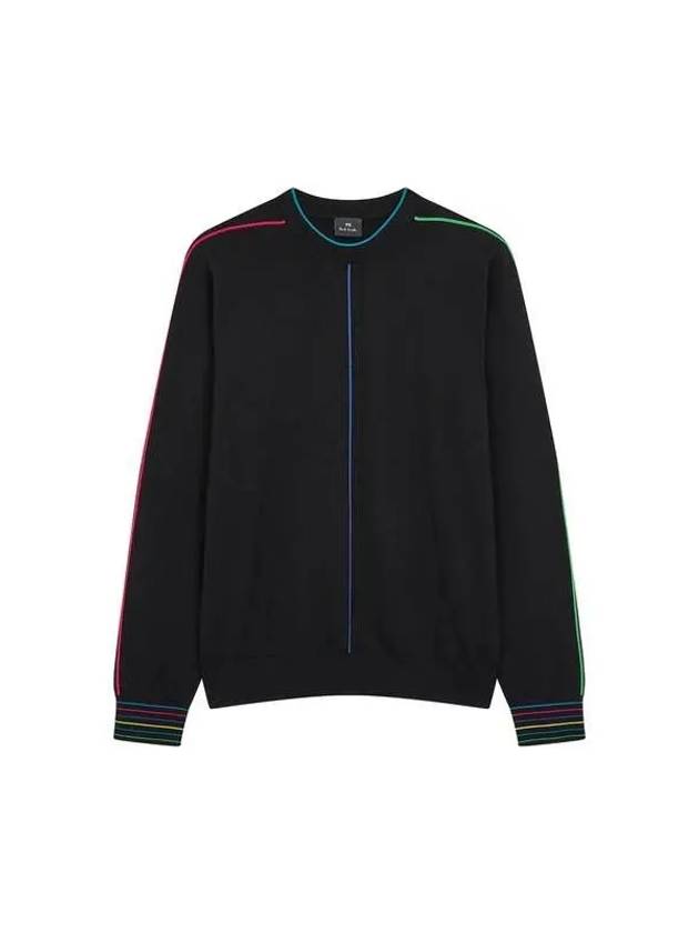 PS color combination line crew neck knit black 271513 - PAUL SMITH - BALAAN 1