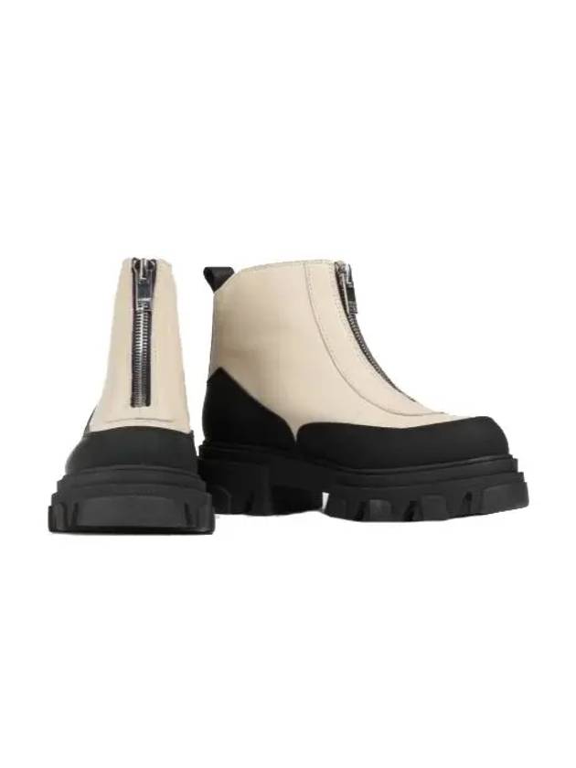 Lux Ellis Zipper Twotone Leather Ankle Boots S1615 - GANNI - BALAAN 2