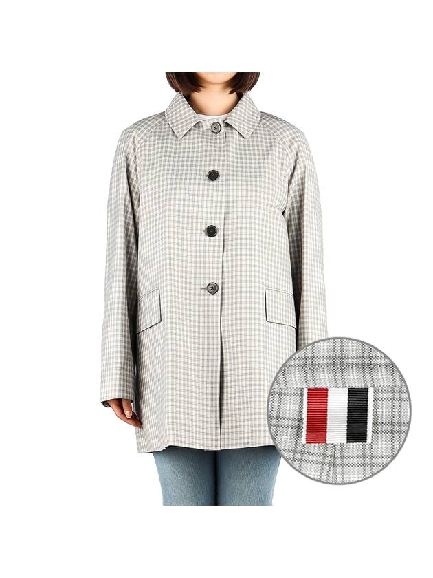 Tech Check Crop Canvas Single Coat Grey - THOM BROWNE - BALAAN 2