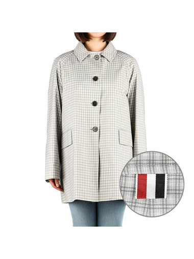 Tech Check Crop Canvas Single Coat Grey - THOM BROWNE - BALAAN 1