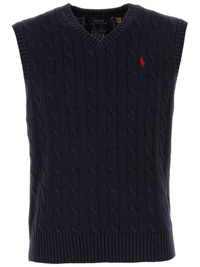 Pony Motif Cable Knit Vest Navy - POLO RALPH LAUREN - BALAAN 2