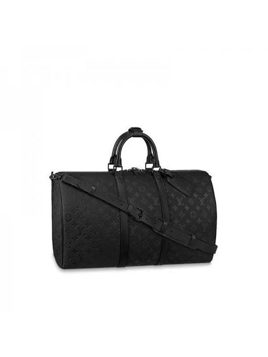 Keepall Bandouliere 50 Monogram Taurillon Leather Duffel Bag Black - LOUIS VUITTON - BALAAN 1