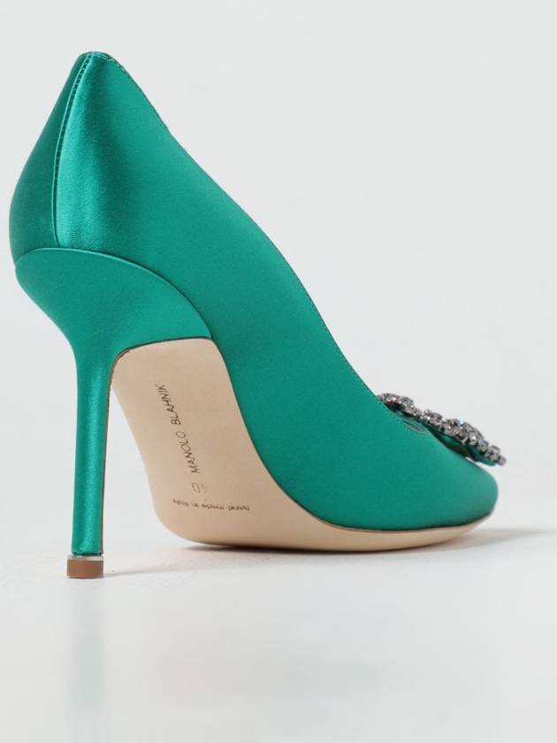 Women's Hangisi 90 Satin Jewel Buckle Pumps Heel Green - MANOLO BLAHNIK - BALAAN 4