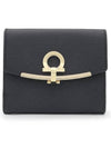 Gancini Leather Half Wallet Black - SALVATORE FERRAGAMO - BALAAN 3