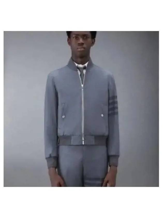 Men's 4 Bar Ribbed Knit Bomber Jacket Grey - THOM BROWNE - BALAAN 2