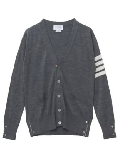 Men's Sustainable Classic Diagonal Wool Cardigan Medium Grey - THOM BROWNE - BALAAN 2