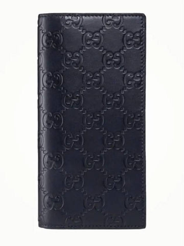 Signature GG Leather Long Wallet Navy - GUCCI - BALAAN 1