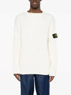 Compass Patch Crew Neck Knit Top White - STONE ISLAND - BALAAN 2