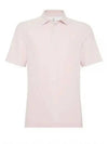 Ribbed Knit Short Sleeve Polo Shirt Pink - BRUNELLO CUCINELLI - BALAAN 2