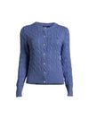 Women's Embroidered Logo Pony Cable Cardigan Blue - POLO RALPH LAUREN - BALAAN 2