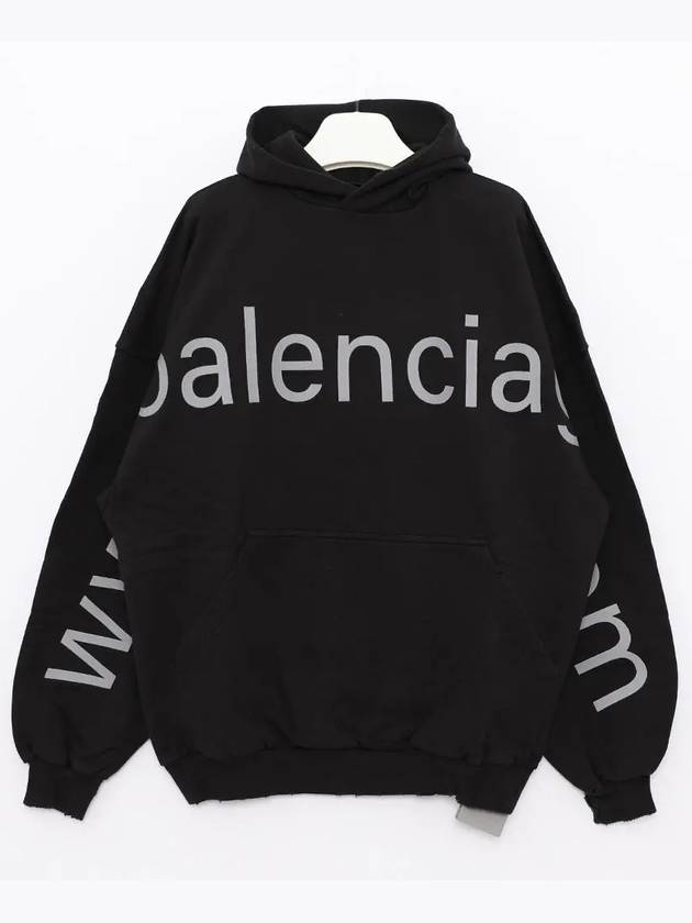 Logo Print Cotton Hoodie Black - BALENCIAGA - BALAAN 2