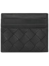 Intrecciato Leather Card Wallet Black - BOTTEGA VENETA - BALAAN 1