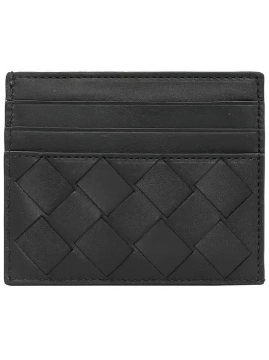 Intrecciato Leather Card Wallet Black - BOTTEGA VENETA - BALAAN 1