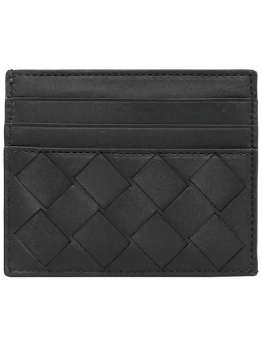 Intrecciato Leather Card Wallet Black - BOTTEGA VENETA - BALAAN 1