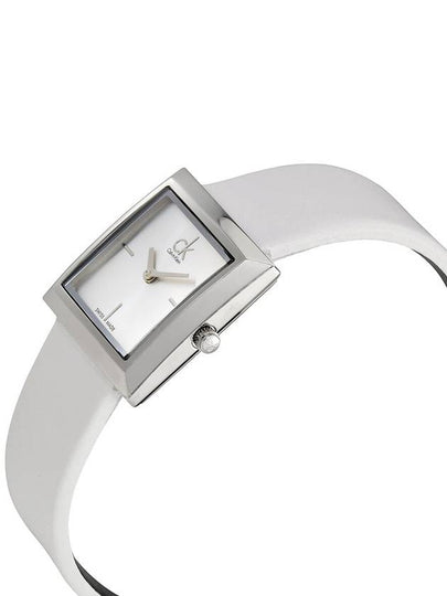 Calvin Klein Mark Silver Dial White Leather Ladies Watch K3R231L6 - CALVIN KLEIN - BALAAN 2